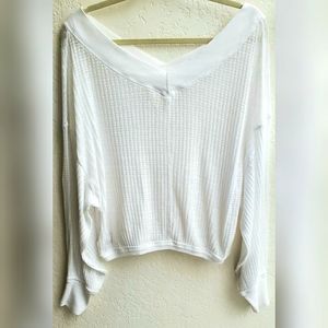 Free people sheer off-the-shoulder sweater shirt